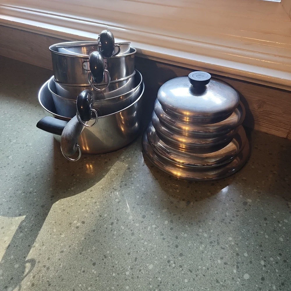 VTG Revere Ware Copper Bottom Pots Set, 11 Piece